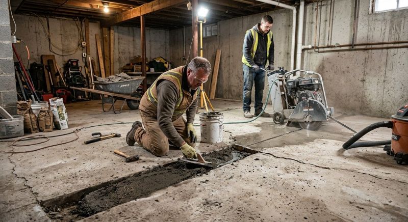 Cracked Basement Floor Repair in Southern Pines, NC